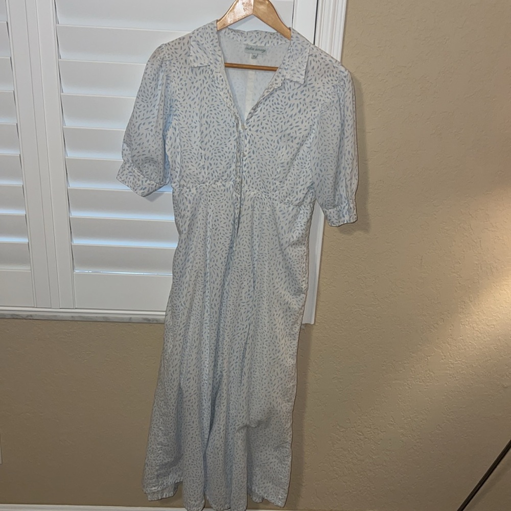 Elegant Blue Patterned Women's Dress